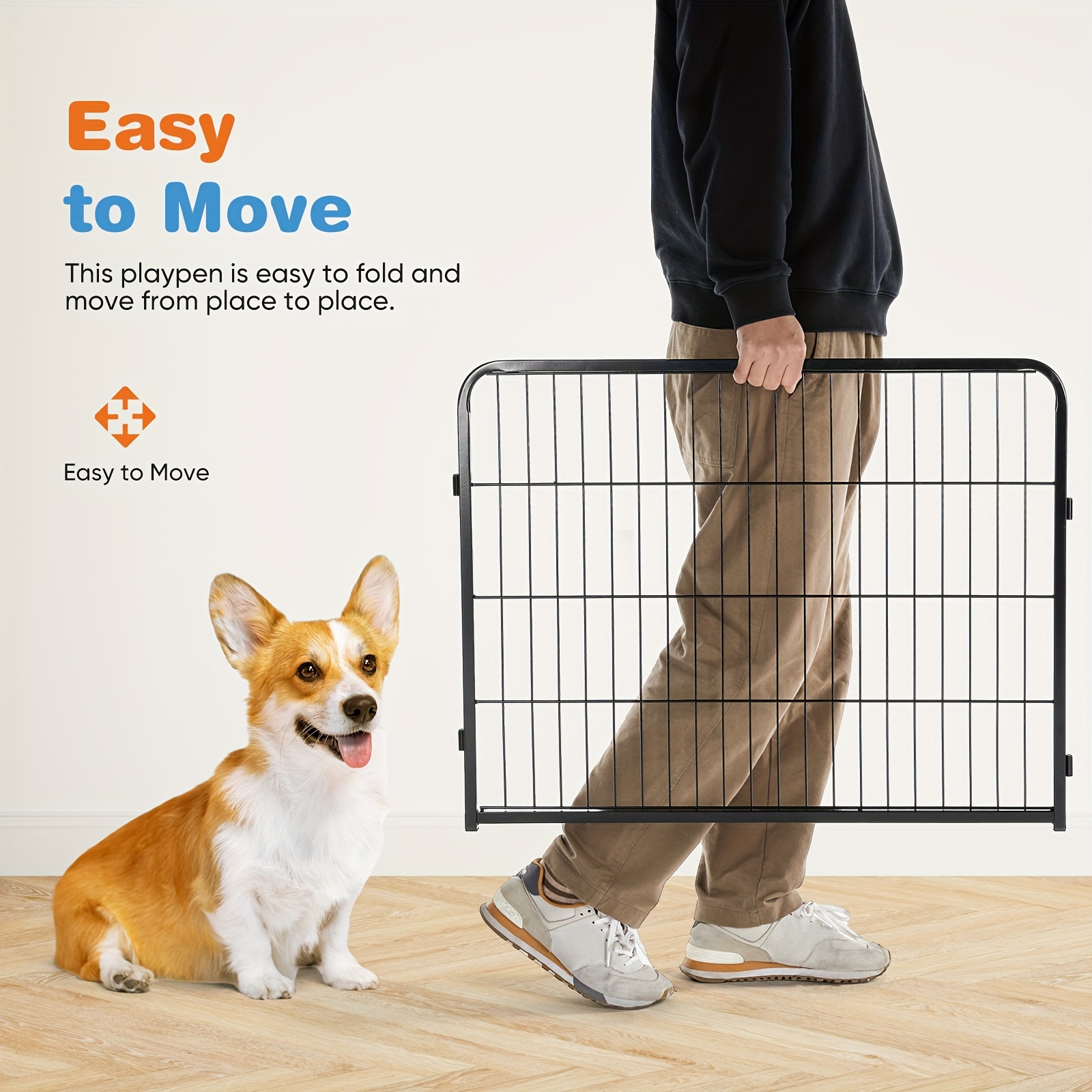 8 Panels Pet Dog Fence Puppy Training Cage Stretch Folding Fence Game Fence Safety Fence