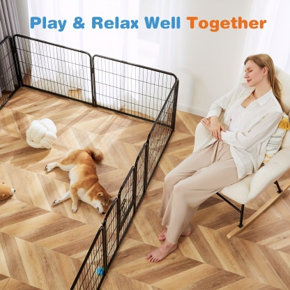 8 Panels Pet Dog Fence Puppy Training Cage Stretch Folding Fence Game Fence Safety Fence