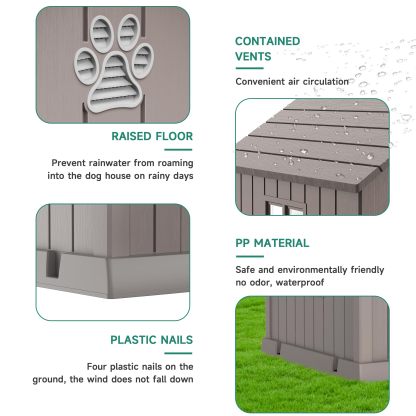 Dog House Indoor Outdoor Durable Large Dog Shelter with Outside Dog Kennel with Window and Elevated Floor 