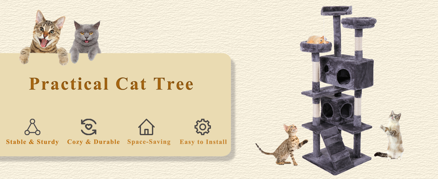 Cat Tree Tower Climbing Furniture Activity Center Jungle Gym with Scratching Post Perch Condo Beds