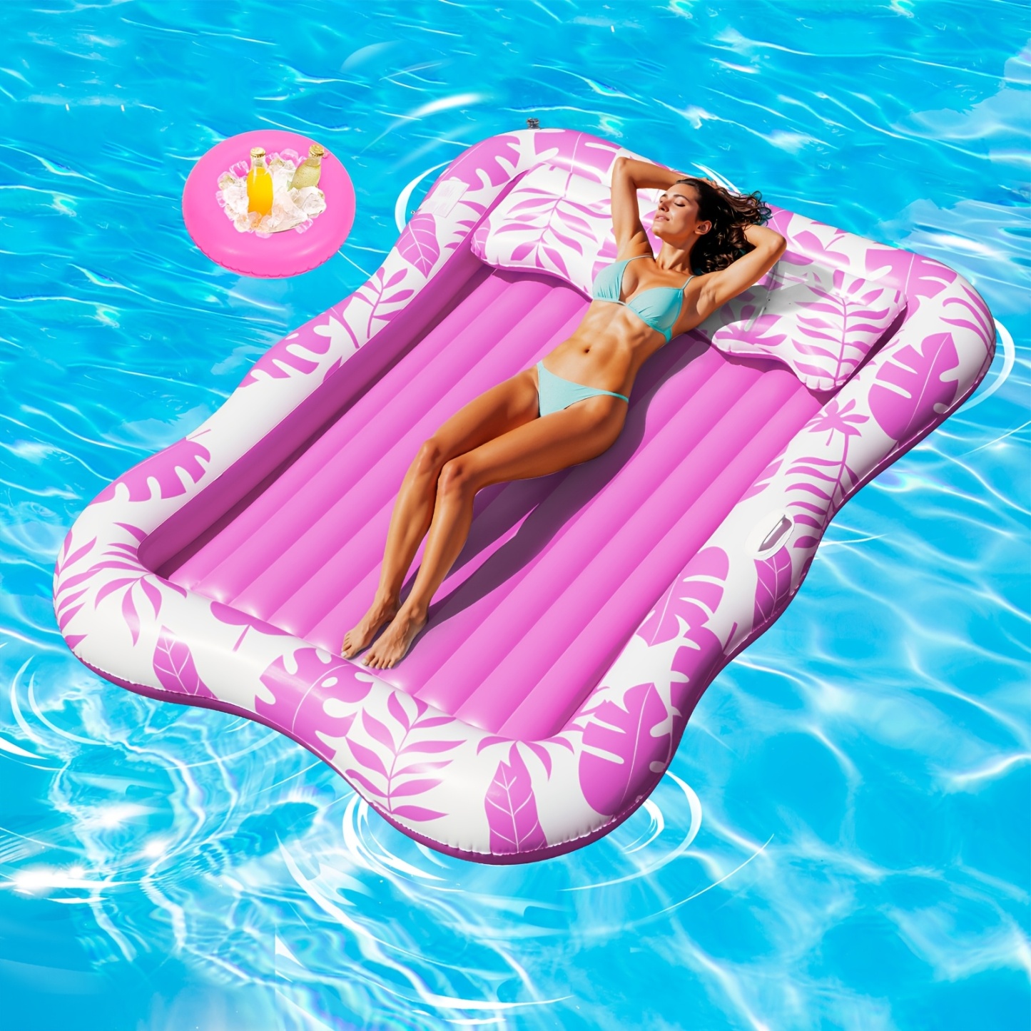 Adult Blow Up Pool Lounger Float Sun Tan Tub Sunbathing Pool Lounge Raft Floatie Toys Water Filled Bed Mat