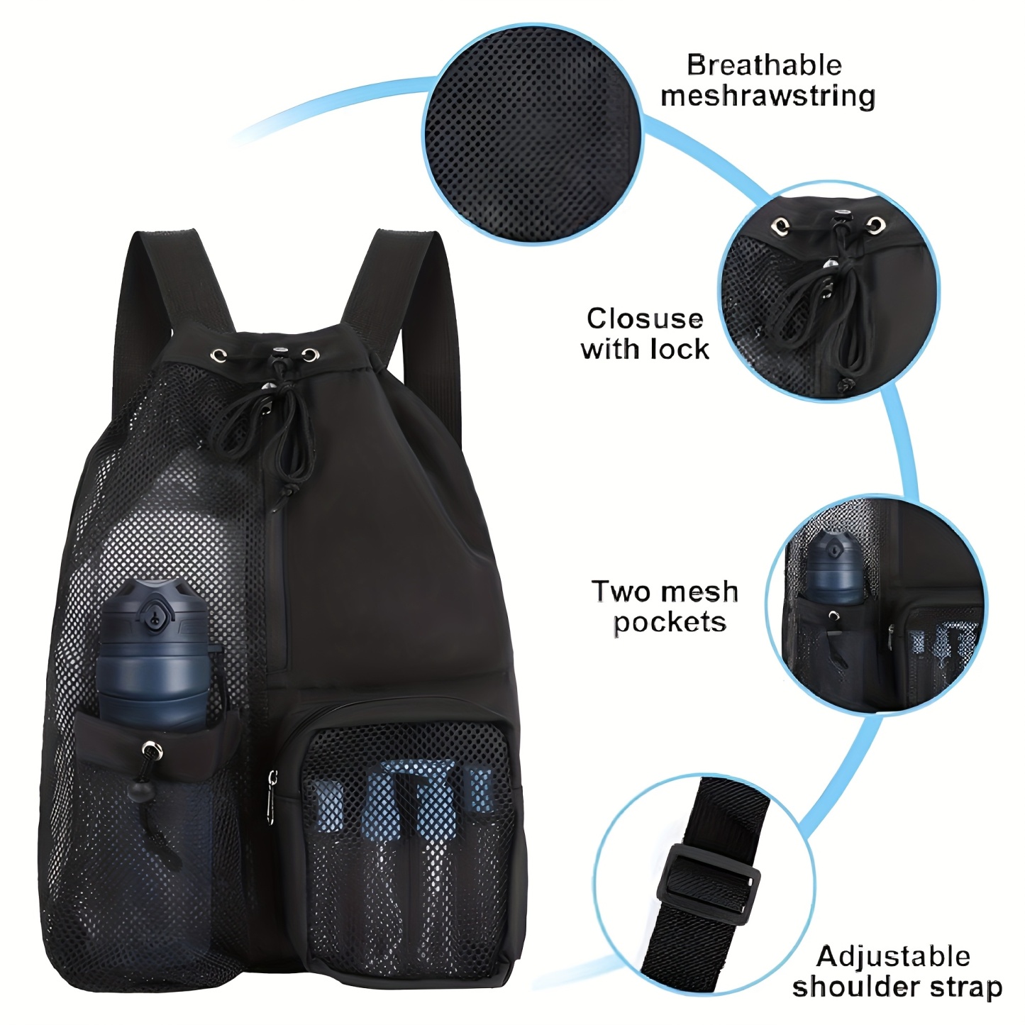 Running Clothing Accessories Quick Dry Mesh Beach Bag