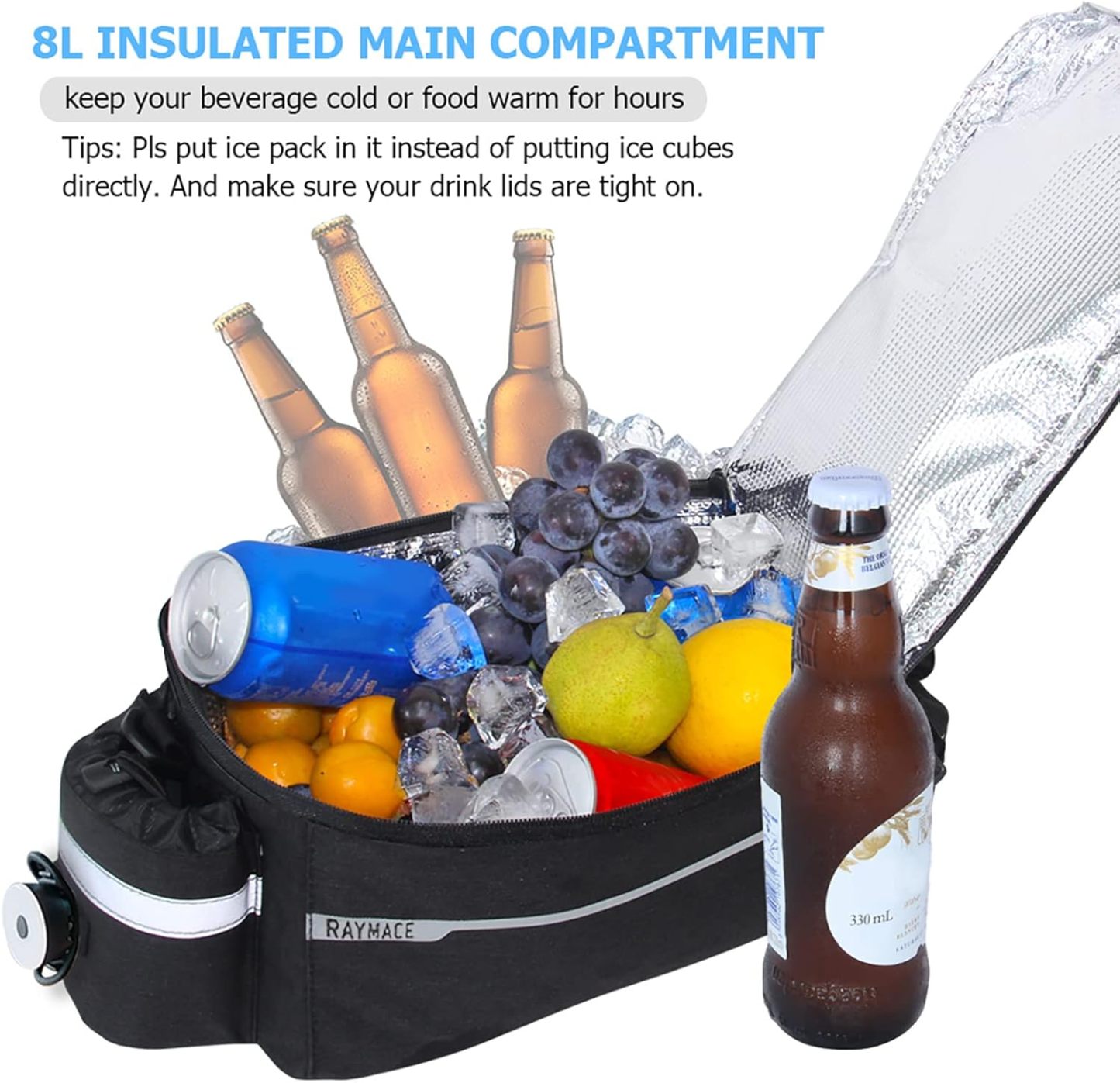 Bike Rear Rack Bag with Tail Light