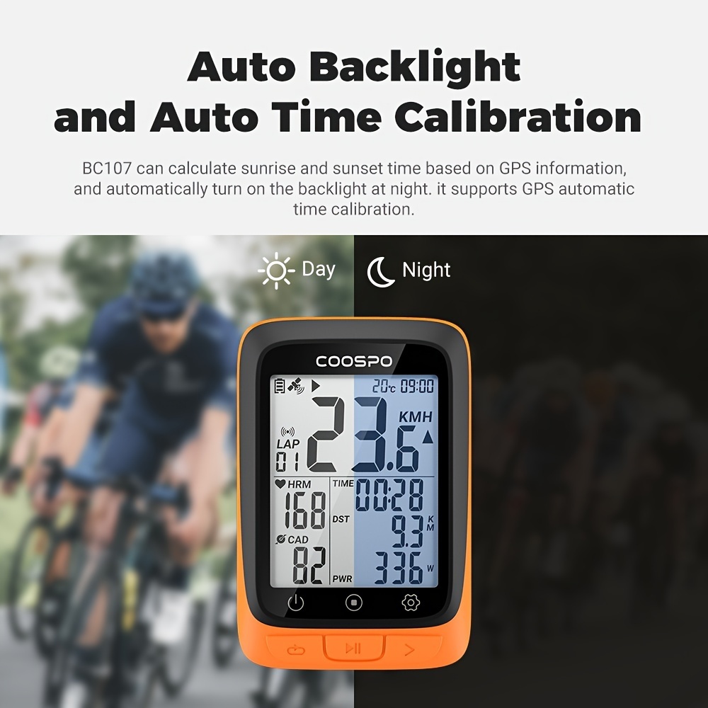 BC107 Bike Computer GPS Wireless Bicycle Odometer Speedometer 2.4inch BlE5.0 ANT+ GPS+BDS