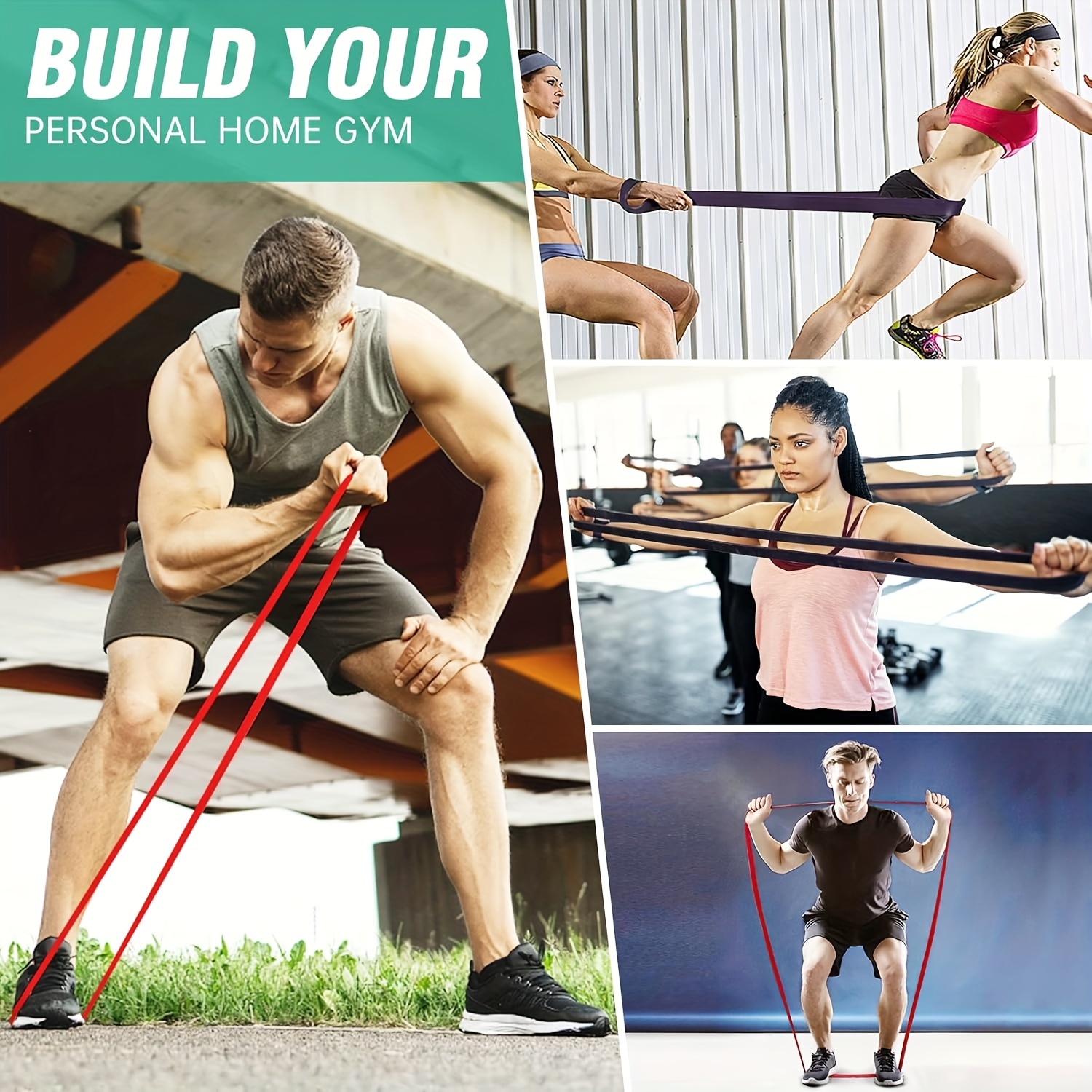 4pcs Set Resistance Bands with Stackable Tension