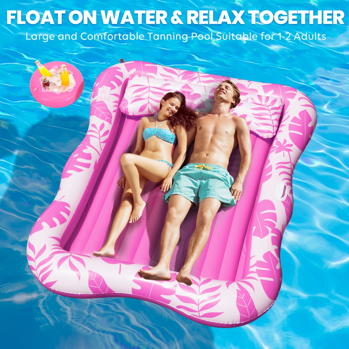 Adult Blow Up Pool Lounger Float Sun Tan Tub Sunbathing Pool Lounge Raft Floatie Toys Water Filled Bed Mat