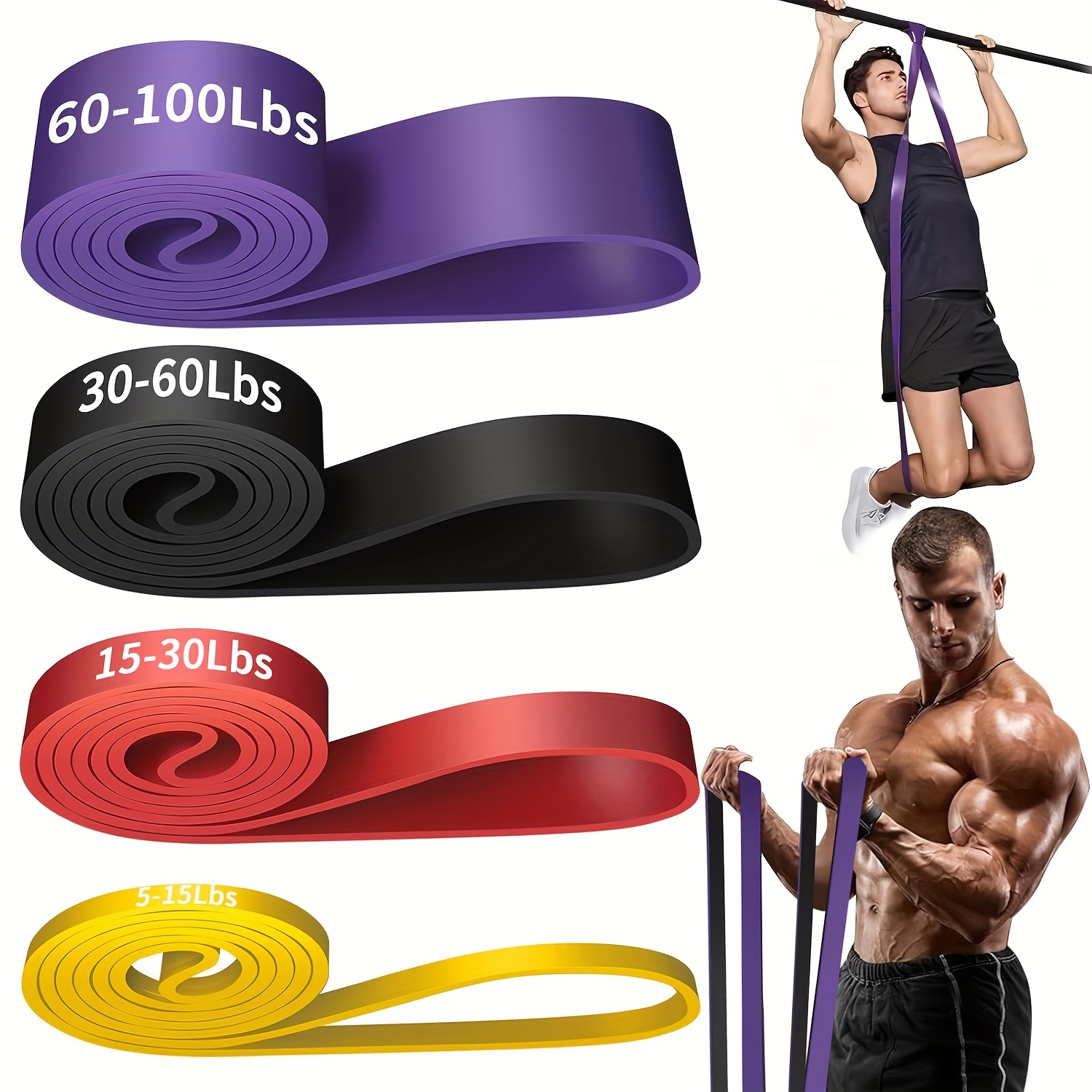 4pcs Set Resistance Bands with Stackable Tension