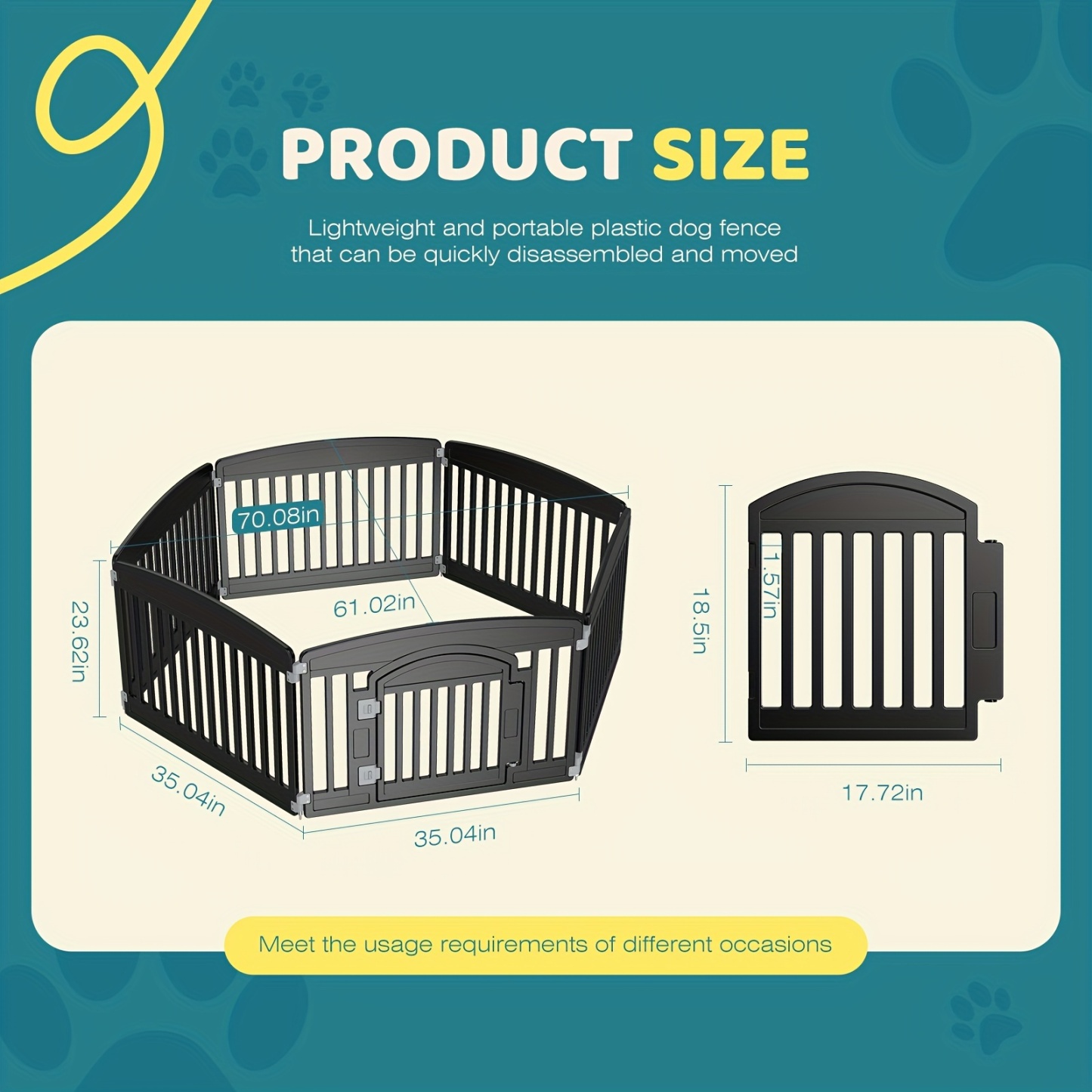 4 Panel/6 Panel Plastic Pet Playpen With Lockable Door And Non-Slip Bottom, 24 Inch High Durable Puppy Playpen Suitable For Small To Medium Pets, Portable Indoor Outdoor Puppy Pen