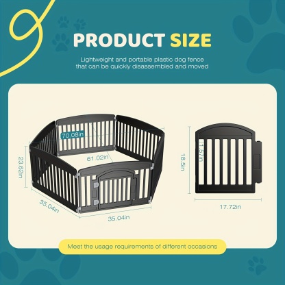 4 Panel/6 Panel Plastic Pet Playpen With Lockable Door And Non-Slip Bottom, 24 Inch High Durable Puppy Playpen Suitable For Small To Medium Pets, Portable Indoor Outdoor Puppy Pen
