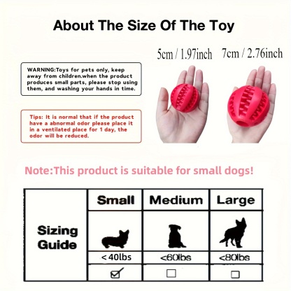 1PC Dog Ball Toys For Small Dogs Interactive Elasticity Puppy Chew Toy Tooth Cleaning Rubber Food Ball Toy 