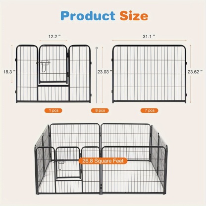 8 Panels Pet Dog Fence Puppy Training Cage Stretch Folding Fence Game Fence Safety Fence