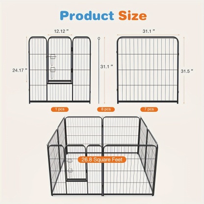 8 Panels Pet Dog Fence Puppy Training Cage Stretch Folding Fence Game Fence Safety Fence