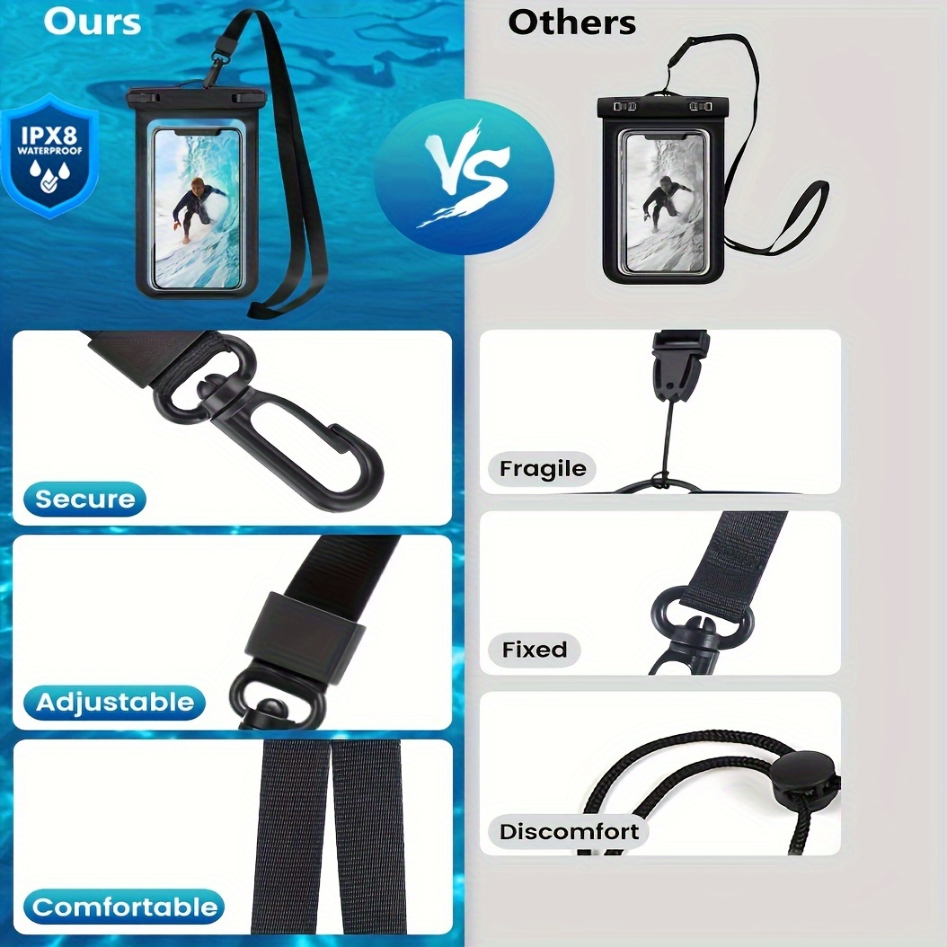 2 Pieces Waterproof Universal Phone Pouch - Up to 7.0" Waterproof Case for iPhone 14 13 12 11 Pro Max XS Plus Galaxy Cellphone - Beach Vacation Essentials Dry Bag