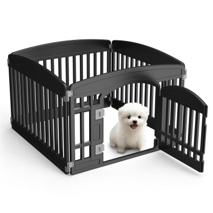 4 Panel/6 Panel Plastic Pet Playpen With Lockable Door And Non-Slip Bottom, 24 Inch High Durable Puppy Playpen Suitable For Small To Medium Pets, Portable Indoor Outdoor Puppy Pen