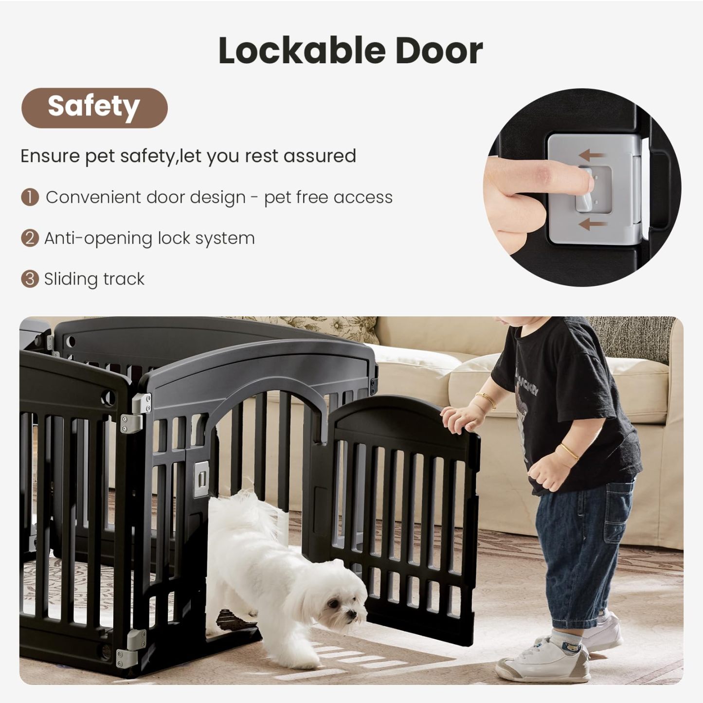 4 Panel/6 Panel Plastic Pet Playpen With Lockable Door And Non-Slip Bottom, 24 Inch High Durable Puppy Playpen Suitable For Small To Medium Pets, Portable Indoor Outdoor Puppy Pen