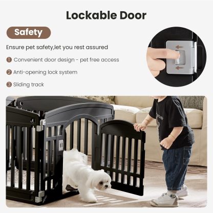 4 Panel/6 Panel Plastic Pet Playpen With Lockable Door And Non-Slip Bottom, 24 Inch High Durable Puppy Playpen Suitable For Small To Medium Pets, Portable Indoor Outdoor Puppy Pen