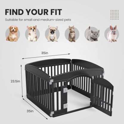 4 Panel/6 Panel Plastic Pet Playpen With Lockable Door And Non-Slip Bottom, 24 Inch High Durable Puppy Playpen Suitable For Small To Medium Pets, Portable Indoor Outdoor Puppy Pen