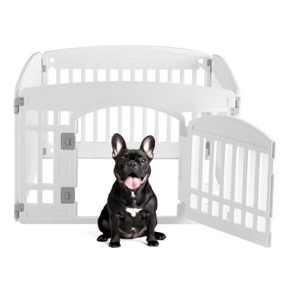 4 Panel/6 Panel Plastic Pet Playpen With Lockable Door And Non-Slip Bottom, 24 Inch High Durable Puppy Playpen Suitable For Small To Medium Pets, Portable Indoor Outdoor Puppy Pen