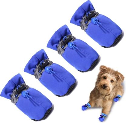 4pcs Water-Resistant Dog Shoes Anti-Slip Sole Dog Boots & Paw Protector