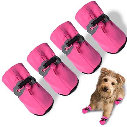 4pcs Water-Resistant Dog Shoes Anti-Slip Sole Dog Boots & Paw Protector
