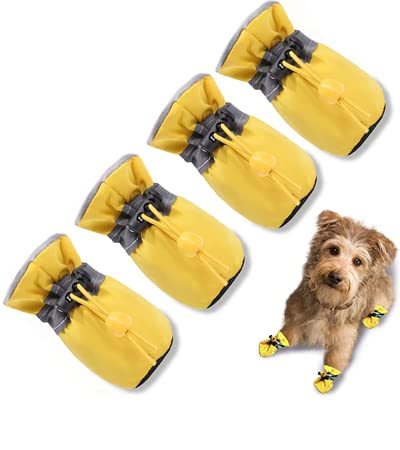 4pcs Water-Resistant Dog Shoes Anti-Slip Sole Dog Boots & Paw Protector