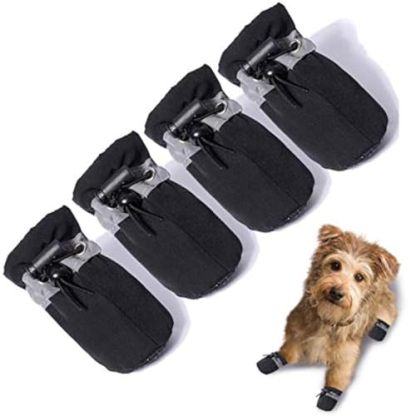 4pcs Water-Resistant Dog Shoes Anti-Slip Sole Dog Boots & Paw Protector