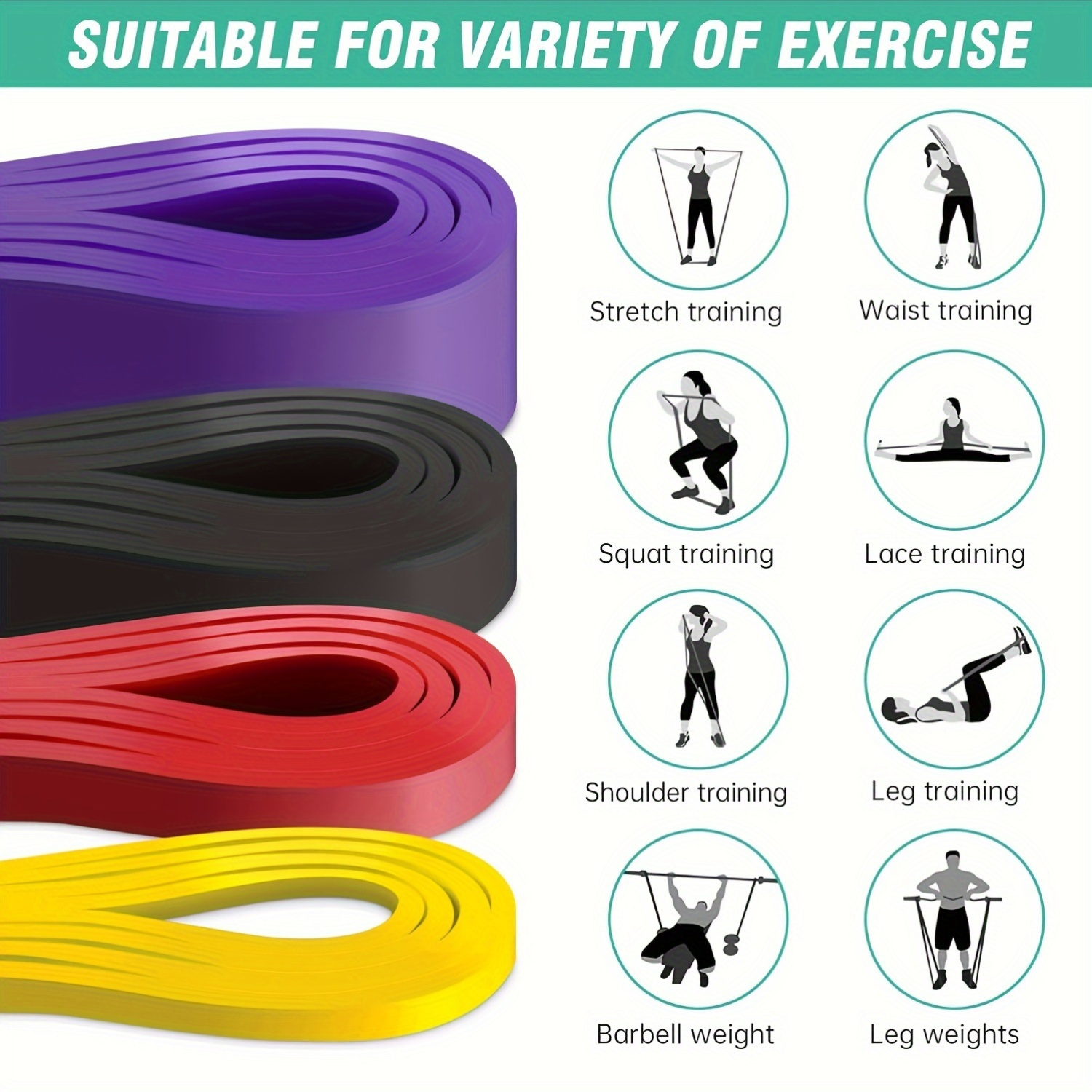 4pcs Set Resistance Bands with Stackable Tension