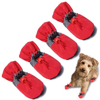 4pcs Water-Resistant Dog Shoes Anti-Slip Sole Dog Boots & Paw Protector