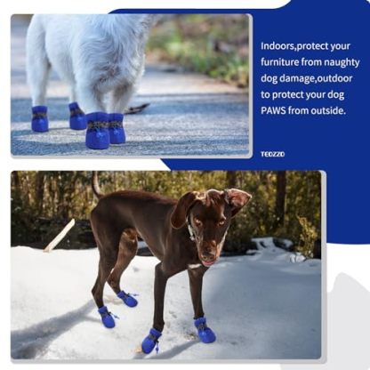 4pcs Water-Resistant Dog Shoes Anti-Slip Sole Dog Boots & Paw Protector