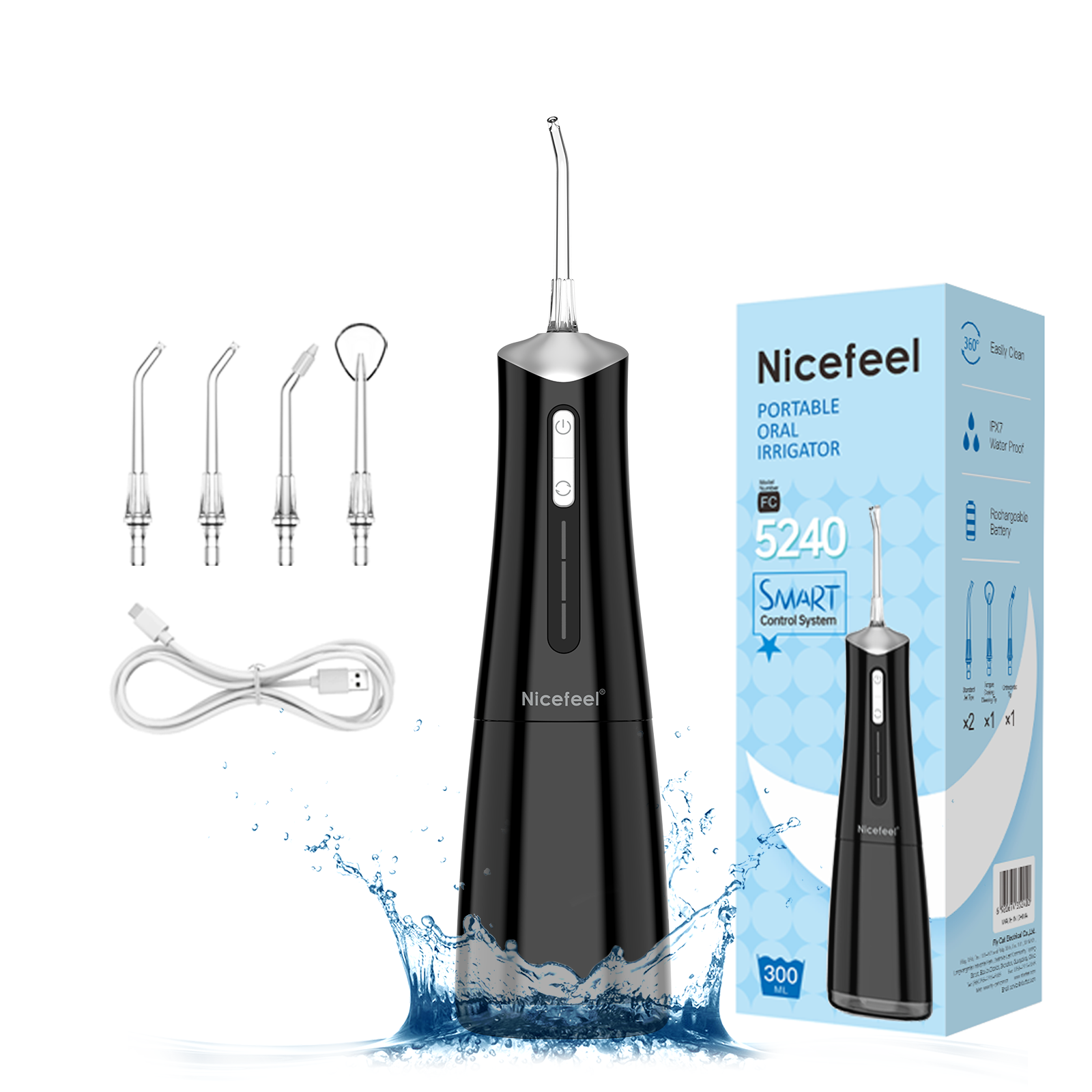 Nicefeel Water Dental Flosser Pick for Teeth 3 Modes Cordless Portable