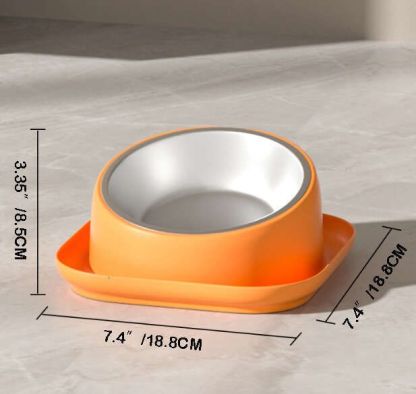 15° Slanted Stainless Steel Dog Cat Food Bowl Water Bowl 