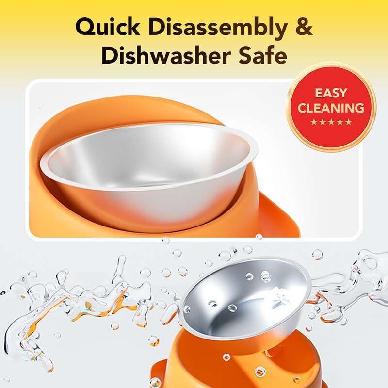 15° Slanted Stainless Steel Dog Cat Food Bowl Water Bowl 