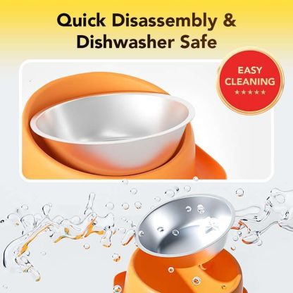 15° Slanted Stainless Steel Dog Cat Food Bowl Water Bowl 