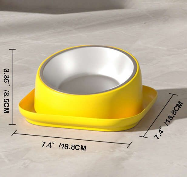 15° Slanted Stainless Steel Dog Cat Food Bowl Water Bowl 