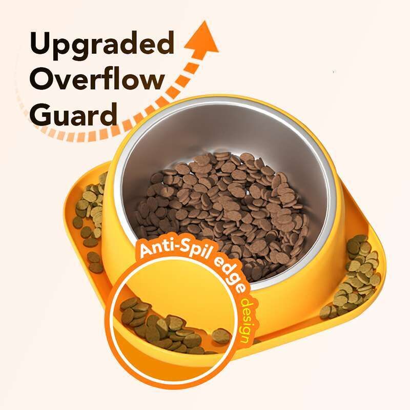15° Slanted Stainless Steel Dog Cat Food Bowl Water Bowl 