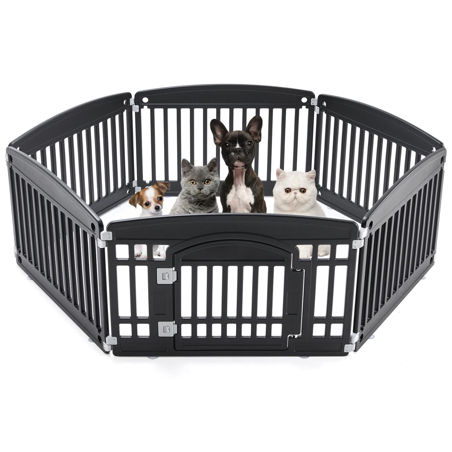 4 Panel/6 Panel Plastic Pet Playpen With Lockable Door And Non-Slip Bottom, 24 Inch High Durable Puppy Playpen Suitable For Small To Medium Pets, Portable Indoor Outdoor Puppy Pen