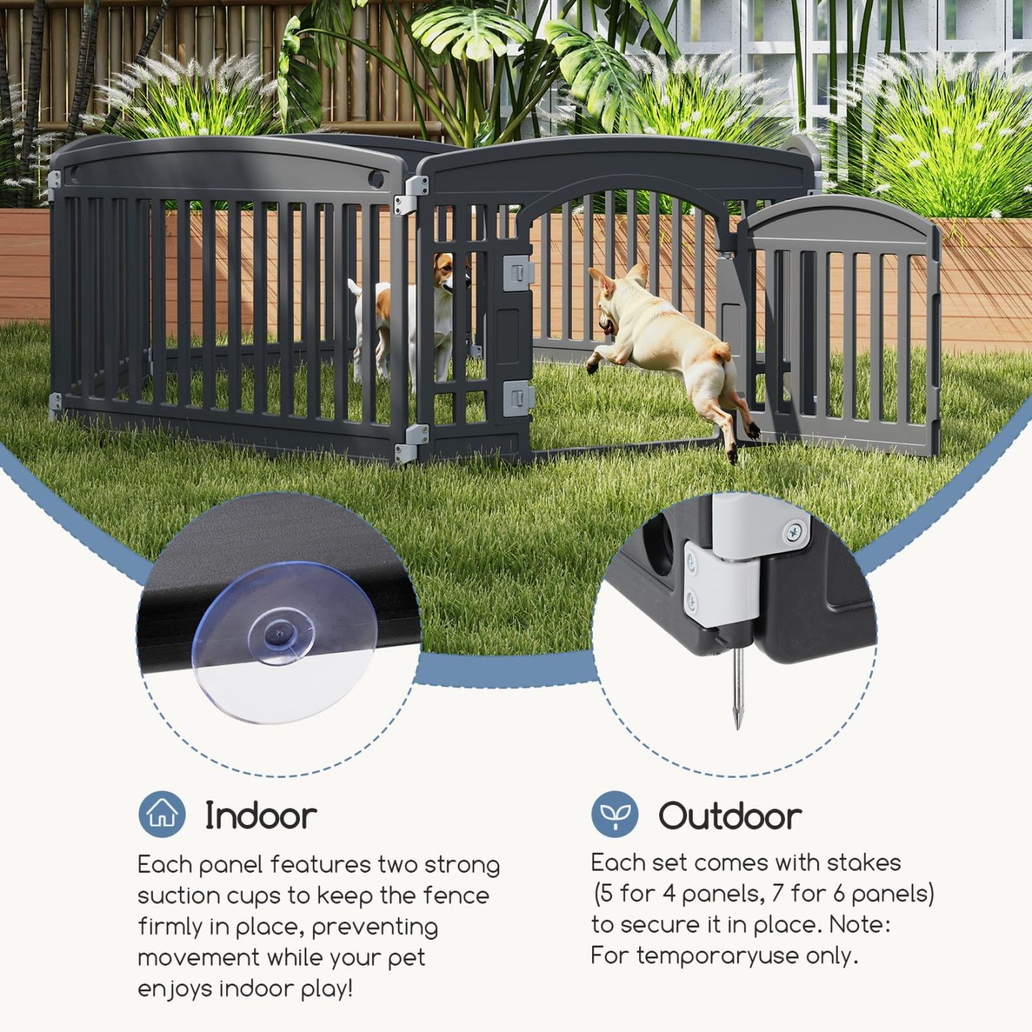 4 Panel/6 Panel Plastic Pet Playpen With Lockable Door And Non-Slip Bottom, 24 Inch High Durable Puppy Playpen Suitable For Small To Medium Pets, Portable Indoor Outdoor Puppy Pen