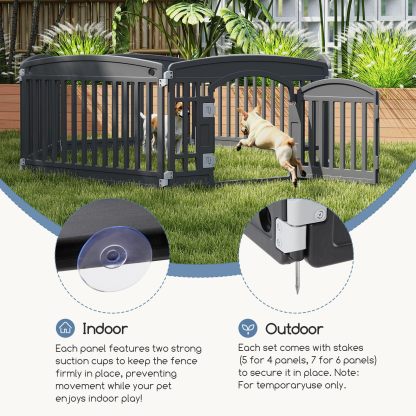 4 Panel/6 Panel Plastic Pet Playpen With Lockable Door And Non-Slip Bottom, 24 Inch High Durable Puppy Playpen Suitable For Small To Medium Pets, Portable Indoor Outdoor Puppy Pen