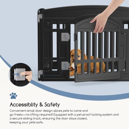 4 Panel/6 Panel Plastic Pet Playpen With Lockable Door And Non-Slip Bottom, 24 Inch High Durable Puppy Playpen Suitable For Small To Medium Pets, Portable Indoor Outdoor Puppy Pen
