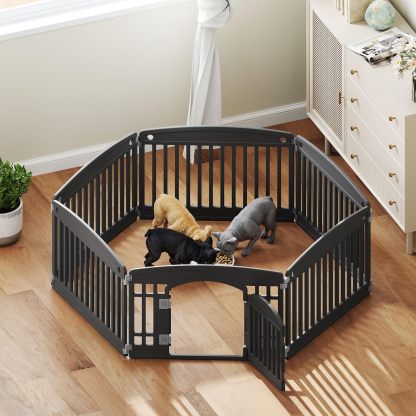 4 Panel/6 Panel Plastic Pet Playpen With Lockable Door And Non-Slip Bottom, 24 Inch High Durable Puppy Playpen Suitable For Small To Medium Pets, Portable Indoor Outdoor Puppy Pen