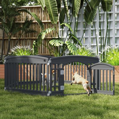 4 Panel/6 Panel Plastic Pet Playpen With Lockable Door And Non-Slip Bottom, 24 Inch High Durable Puppy Playpen Suitable For Small To Medium Pets, Portable Indoor Outdoor Puppy Pen