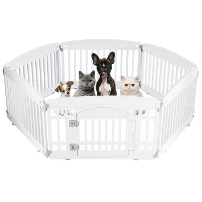 4 Panel/6 Panel Plastic Pet Playpen With Lockable Door And Non-Slip Bottom, 24 Inch High Durable Puppy Playpen Suitable For Small To Medium Pets, Portable Indoor Outdoor Puppy Pen