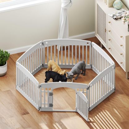 4 Panel/6 Panel Plastic Pet Playpen With Lockable Door And Non-Slip Bottom, 24 Inch High Durable Puppy Playpen Suitable For Small To Medium Pets, Portable Indoor Outdoor Puppy Pen