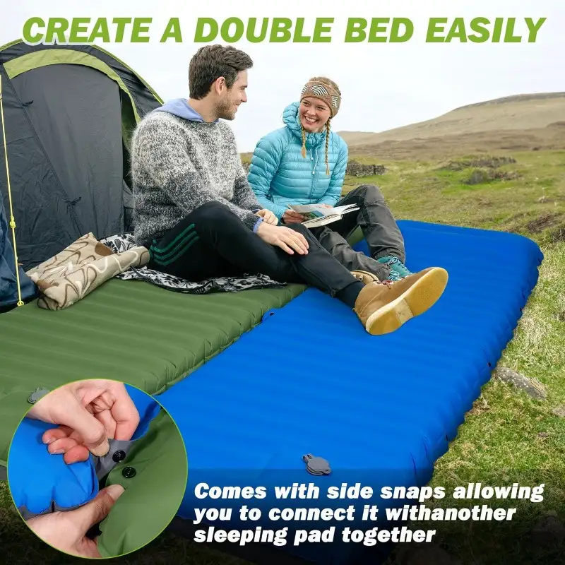 UltraComfort Inflatable Sleeping Pad with Built-in Foot Pump - 4 Extra Thickness