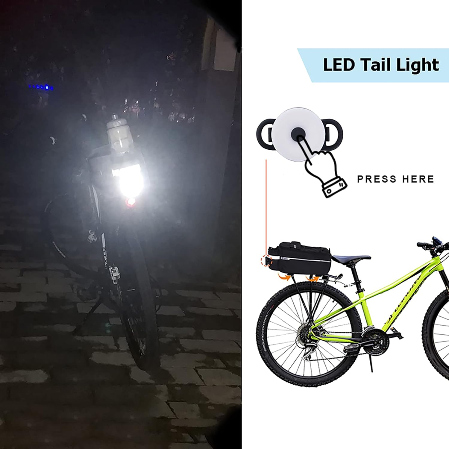 Bike Rear Rack Bag with Tail Light