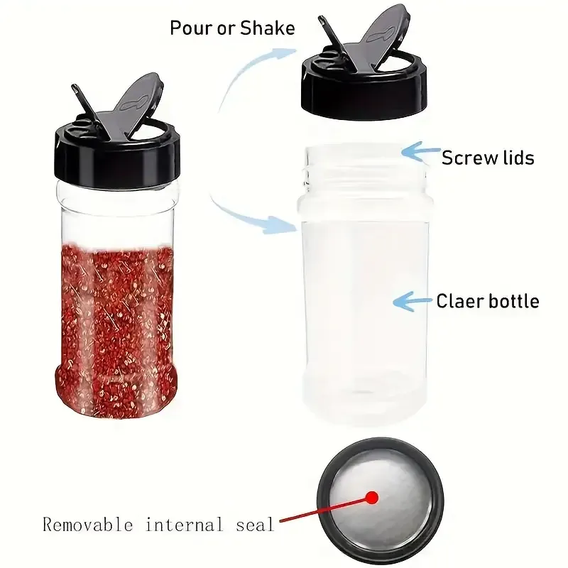 6/12pcs, Storage Containers 3.5OZ Leakproof Seasoning Containers with Black Screw Lids