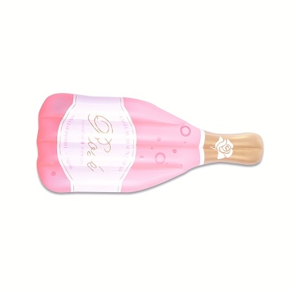 1pc Giant Inflatable Champagne Bottle Pool Float - Pink Rose Golden Accent Design