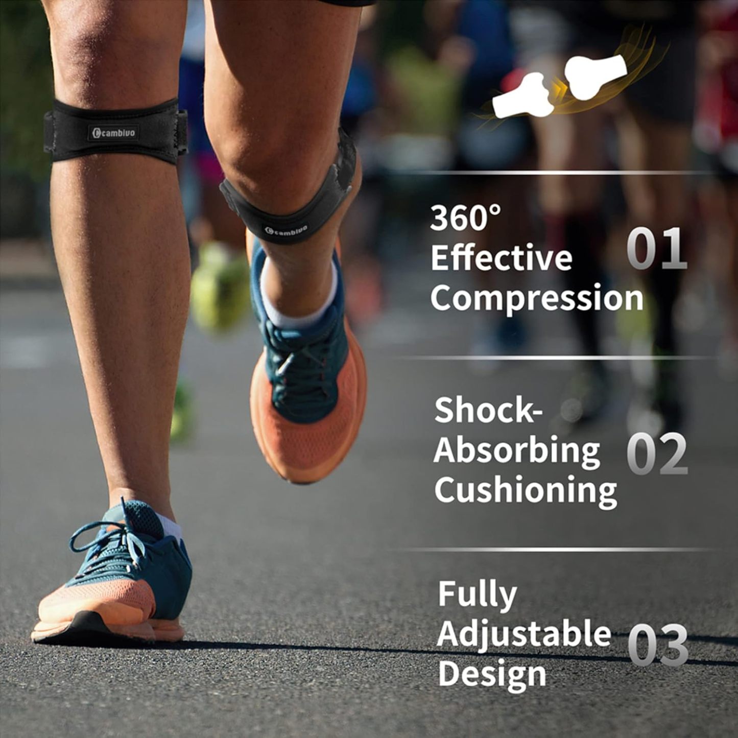 2 Pack Knee Braces for Women and Men, Patella Knee Support Strap, Basketball, Running, Hiking, Volleyball, Tennis, Squats