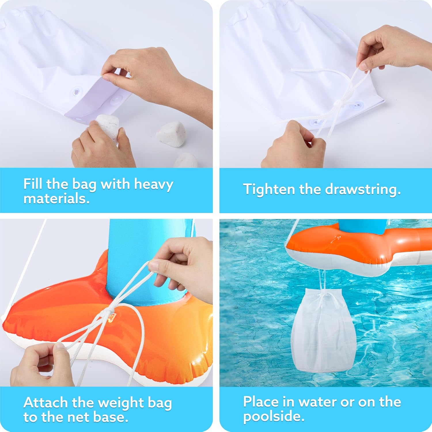 Inflatable Pool Float Set Volleyball Net & Basketball Hoops