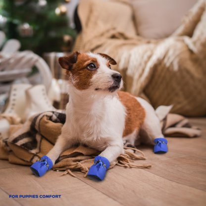 4pcs Water-Resistant Dog Shoes Anti-Slip Sole Dog Boots & Paw Protector